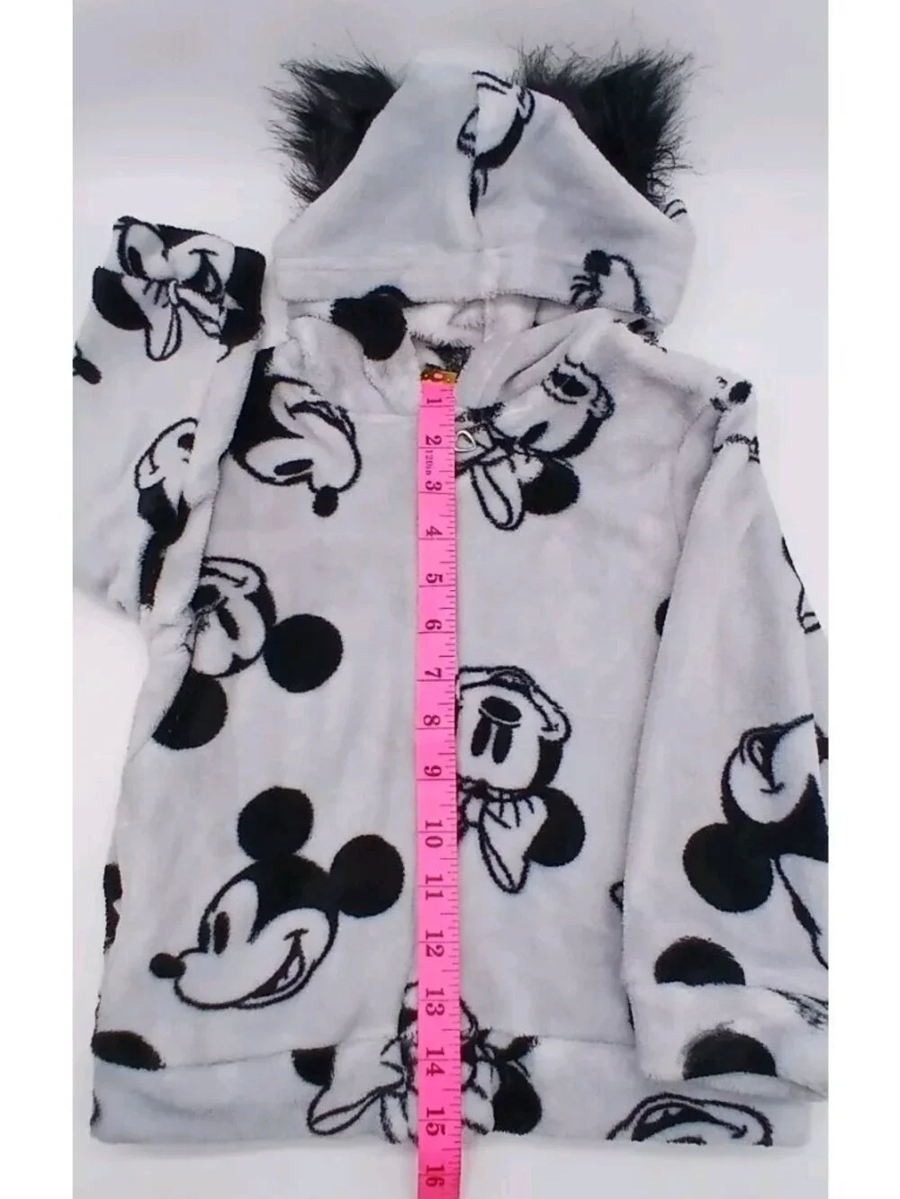 Disney Junior Mickey Minnie Mouse Youth 4T Black Gray Hooded Zipper Jacket